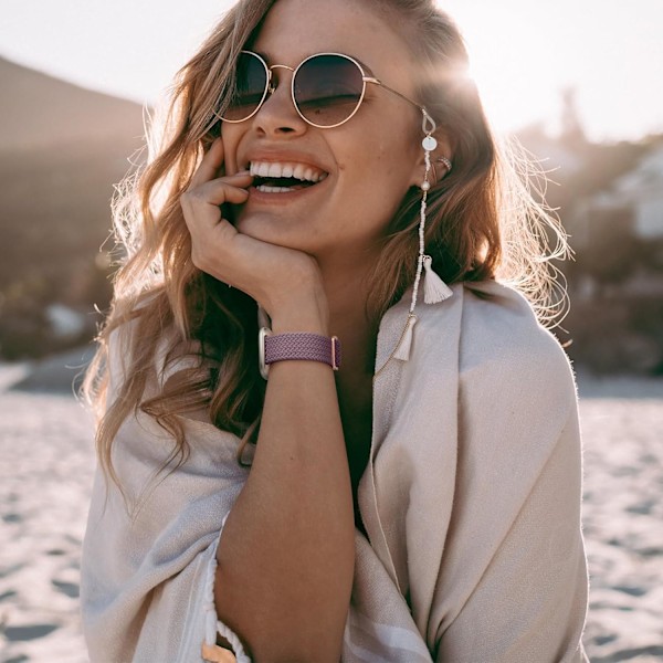 Joustava punottu nyloninen urheiluranneke Fitbit Versa -kelloon - yhteensopivat rannekkeet (Sense/Sense 2)