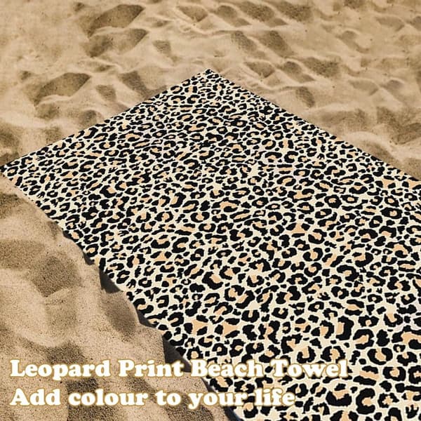 Mikrofiber badehåndklæde leopardprint, hurtigtørrende sandfrit overdimensioneret 75 x 150 cm, blødt absorberende håndklæde til strand, pool, rejser, grøn