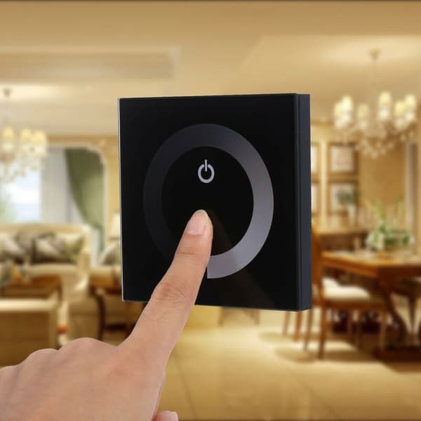 Fydun dæmpbar LED touch panel switch sort DC 12V-24V