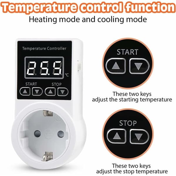 Termostat Digital Temperaturkontroller Sokler, Varmetermostat med NTC-sensor