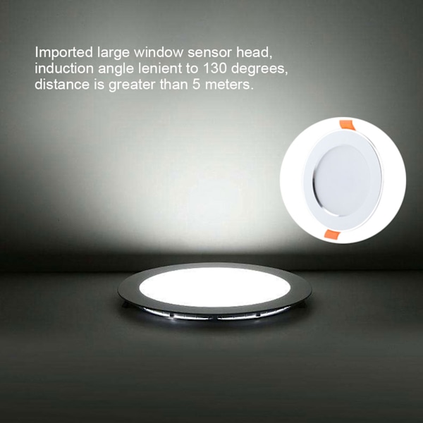 AC85-265V 9W LED-taklampa Takpanel Ljus Mänsklig kropps rörelsesensor Induktion Downlight