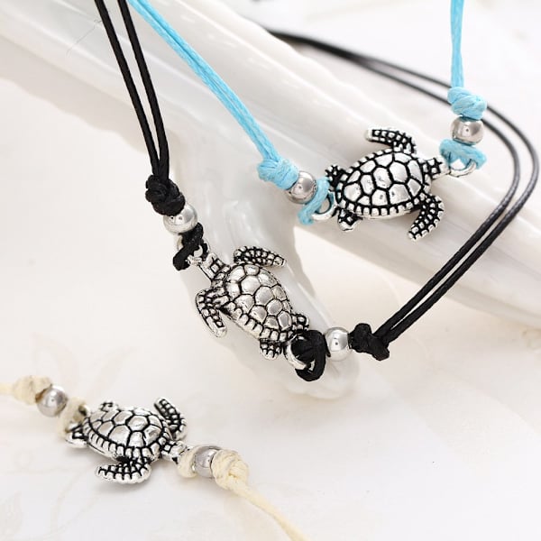 3 väriä Vintage Wax Rep Turtle Anklet Armband Ancient