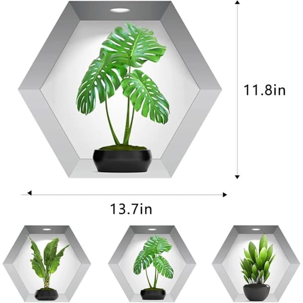 3D Vas Väggdekaler, Växt Väggdekaler, 3D Väggdekaler, Vas Väggdekaler för Vardagsrum (3-pack)