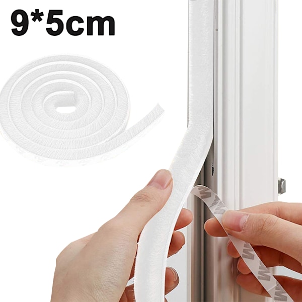 Harjasteippa itseliimautuva ovitiiviste, harjalistatiiviste Valkoinen White 9*5mm