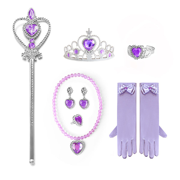 Tyttöjen merenneitoasu-tarvikkeet Purple crown jewelry 7PC