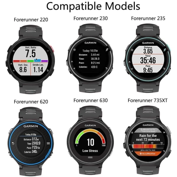 Garmin Forerunner 220/230/235/620/630/735XT armbånd silikone sort