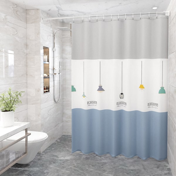 Dusjforheng vanntett og muggsikkert dusjforheng kunst lysekrone sett 180 bredde * 220 høyde + teleskopisk 110-200 stang + ring B Set180*220+110-200rod+ring