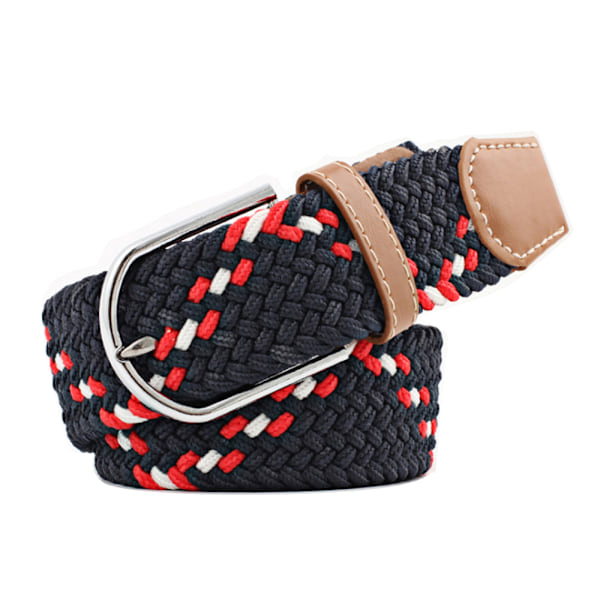 Bälte canvas 23 mönster storlek W26-W36 stretch justerbar längd: 16 Dark blue / red / white multicolor