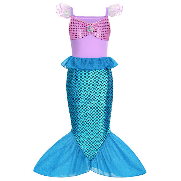 Flickans Lilla Sjöjungfrun Ariel Prinsessklänning Cosplay Kostym Barnfestföreställning Kläder AMY2 100cm