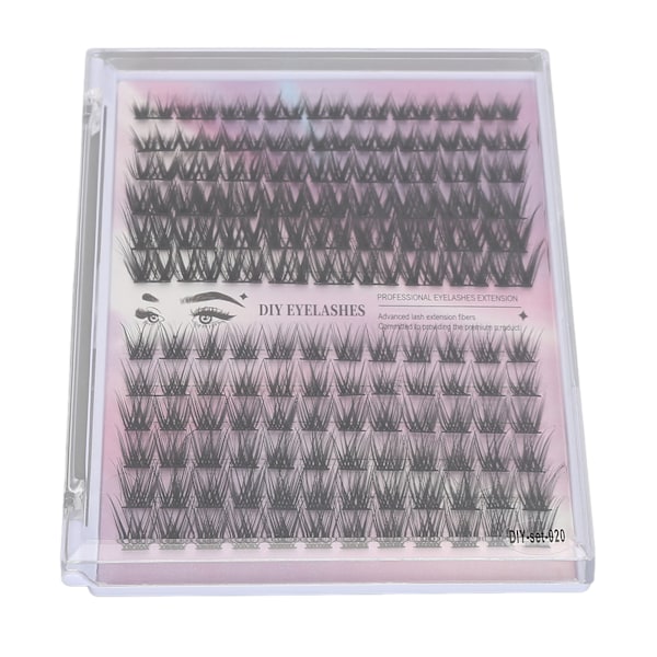 126 Clusters DIY Vippeforlængelsessæt D Curl Fluffy Individuelle Vippeforlængelser Sæt med 3 ml Vippelim Dual End Pincet med Sort Do