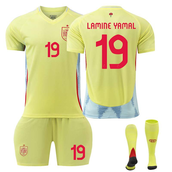 2024 UEFA European Championship Kids Soccer Jersey Kit Spain Home No.19 LAMINE YAMAL Away 20