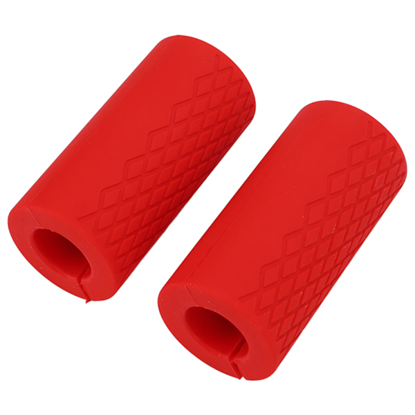 Par Barbell Grepp Bar Grepp Silikon Anti-Slip Tjockna Hantelgrepp för Viktlyftning Muskeluppbyggnad Röd