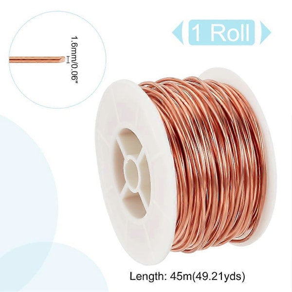 30 meter kobbertråd 14 Gauge kobbertråd for smykkelaging og håndverk 99,9% ren kobber smykketråd Solid skinnende kobbertråd Perletråd for Ga