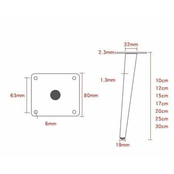 4 stk. sorte matte 12 cm vinklede koniske møbelben til sofa og TV-bord, kompatible med IKEA