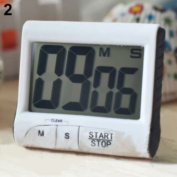 Digital LCD Kökstimer med Nedräkning, Ställbar Väckarklocka, Stor Display