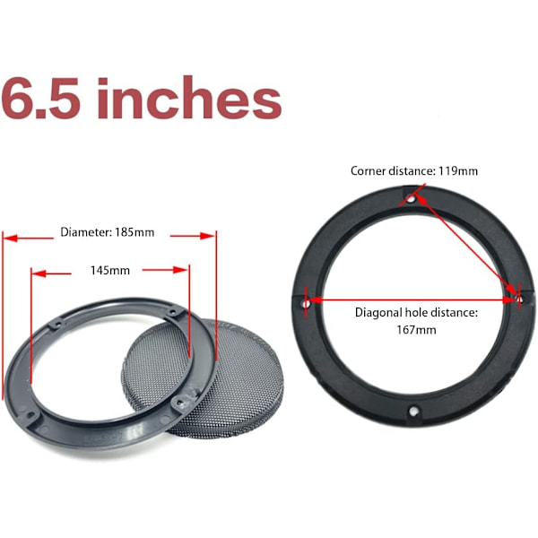 Dæksel til subwoofer, dekorativ cirkel til bilstereohøjttalere, sort (5 tommer) 8 tommer 8 Inch