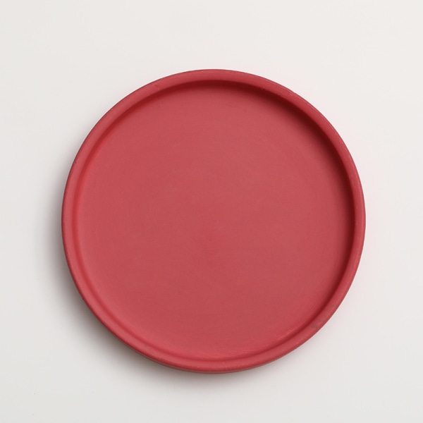 Keramisk rund blomkruka vattenbricka dekoration Morandi pigment brännande bas förtjockad kudde vattenlagring bricka red 11*2cm (inner diameter 9.5cm)