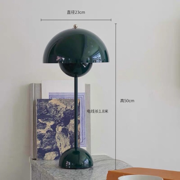 2023 Ny dansk blomknopp bordslampa retro bordslampa amerikansk bordslampa laddningsbar bordslampa touch nordisk dekorativ bordslampa warm light Large dark green
