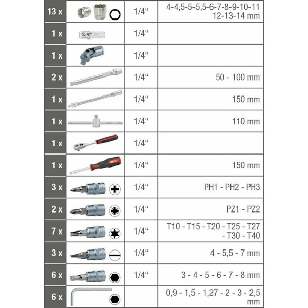 Sarja F6 ??'' CHROME matta, 46 osaa (musta)