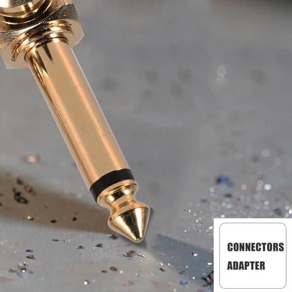 2-PAK Jack til 1/4 Tomme Mono Hanstik Vinkelret Audio Adapter, Guld