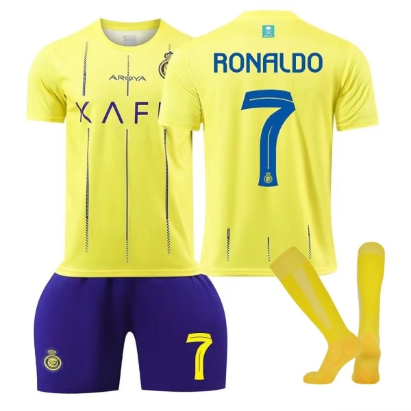 Ronaldo 23-24 Al-Nassr FC -pelipaidat nro 7 Koti jalkapallopaidat Set Aikuinen Lapsi-WELLNGS Aikuinen S（165-170cm） Adult S（165-170cm）