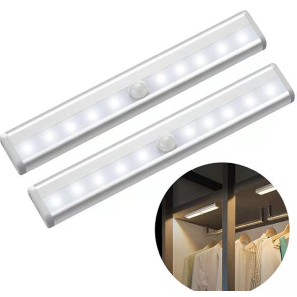 Led-ajoitusvalaisin, säädettävä akkumalli, pitkä kaappivalo kaukosäätimellä, älykäs magneettinen yövalo Sensor Warm 1pc