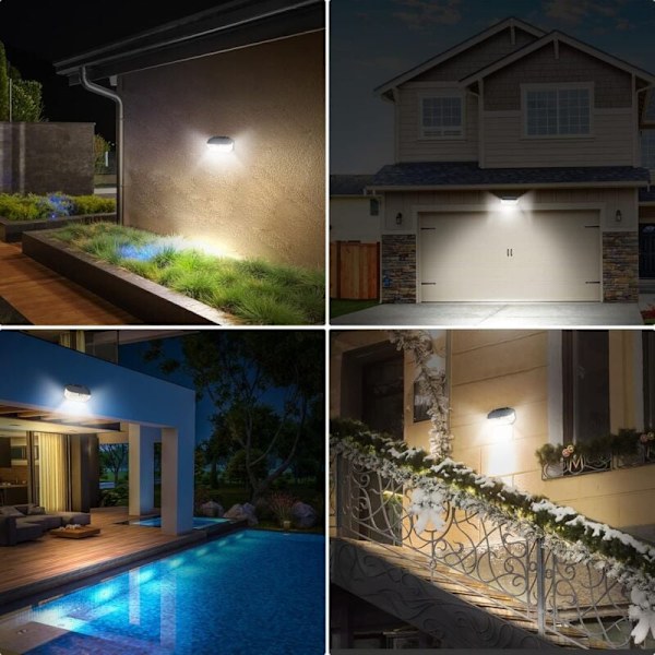 266 LED Solcellelamper Udendørs, 3 Tilstande Solcellelamper Udendørs, Solcelle Udendørsbelysning, 220° & IP65 Solcellelamper Udendørs Bevægelsessensor [2 Stk]