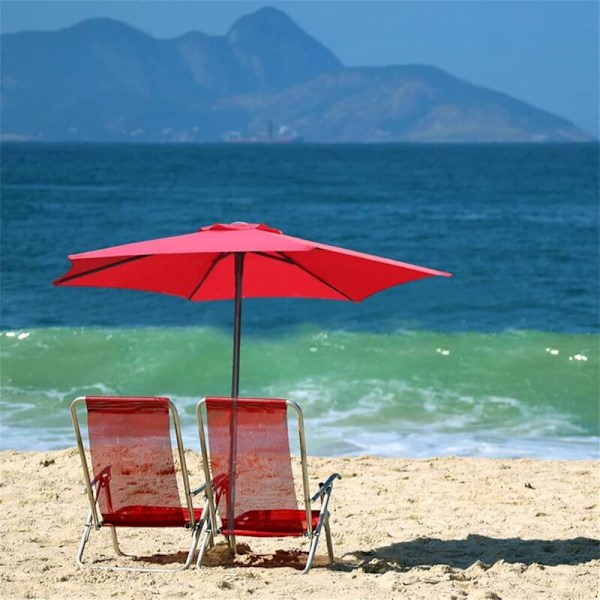Parasol Udskiftningsbetræk - 6 Ribber - 2M/2.7M/3M - Vandtæt - Anti-Ultraviolet - Udskiftningsstof (2.7M / 8.9Ft, Rød)