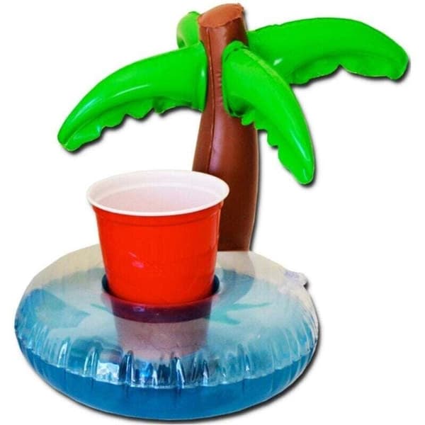 Oppustelig palme drikkeholder, flydende dåseholder til pool 30cm -