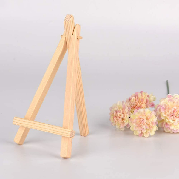 10 stk. Mini staffeli, treplate-display, fotomemoholder, bordskortholder, 9*16 cm