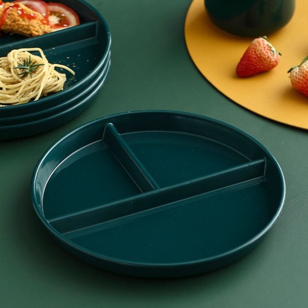 Tallerken med 3 sektioner Runde matte tallerkener i plast