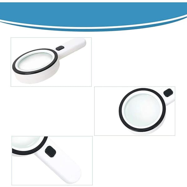 LED Læseforstørrelsesglas, 30x, Hvid/Sort