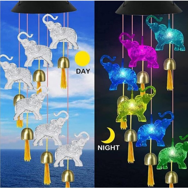 Solcellskolibri vindklocka ljus LED jul fjäril ljus trädgård sol vindklocka ljus landskap ljus trädgårdsbelysning Black 6 lamp holder American Flag Wind Chime Light