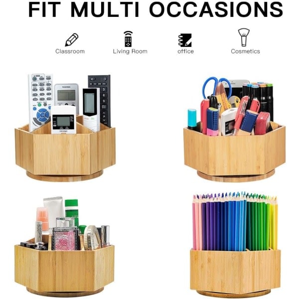 Roterande Organizer i Bambu för Konstmaterial, 7 Fack, Rymmer 350+ CDQ