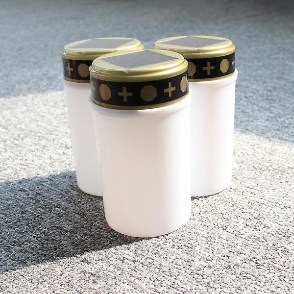 2 stk utendørs gravlys vanntett lyslampe solcelledrevet elektrisk lampe Jikaix Hvit uten bakkeinnsats White without Ground Insertion