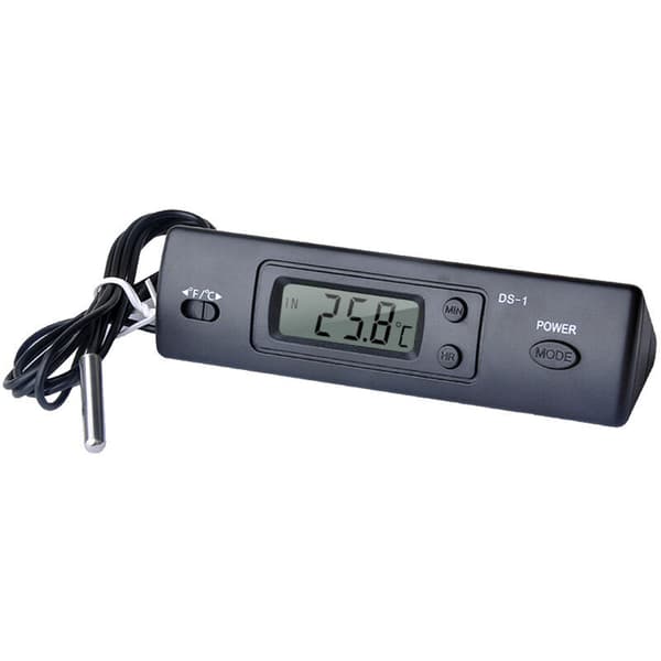 Mini Biltermometer med Tidsvisning og DS-1 Probe Sort Kompatibel med Køretøjer