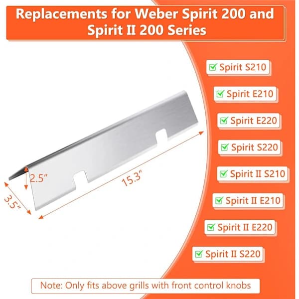 Flavorizer Bars 3-pak rustfrit stål grillvarmeplader til Weber Spirit II 200-serien E S210 S220 modeller sølv