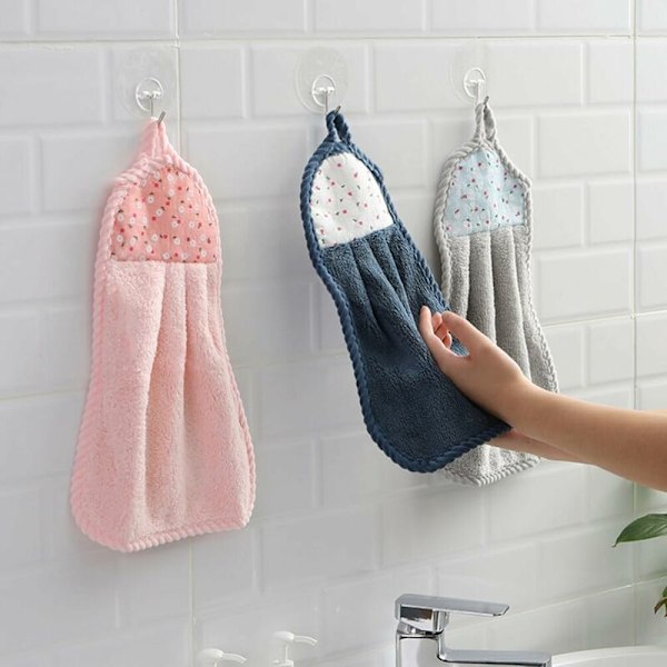 Stycken Hängande Handdukar Korallfleece Handduk Vattenabsorption Handduk för Hem Kök Badrum Beige