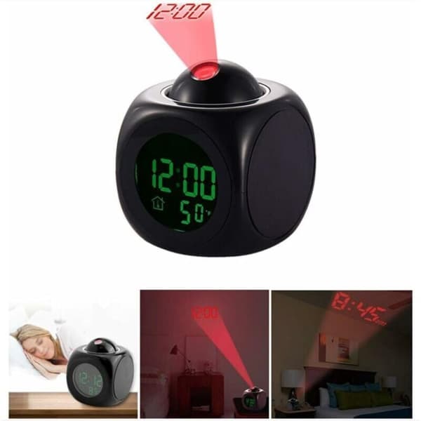 Digital projeksjonsvekkerklokke med LED-display og stille slumrefunksjon