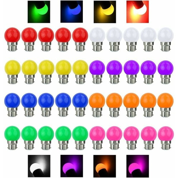 B22 färgade LED-lampor 3W AC 220V-240V B22 Bajonettlampa Garland färgade LED-lampor Flerfärgad - 40 st.