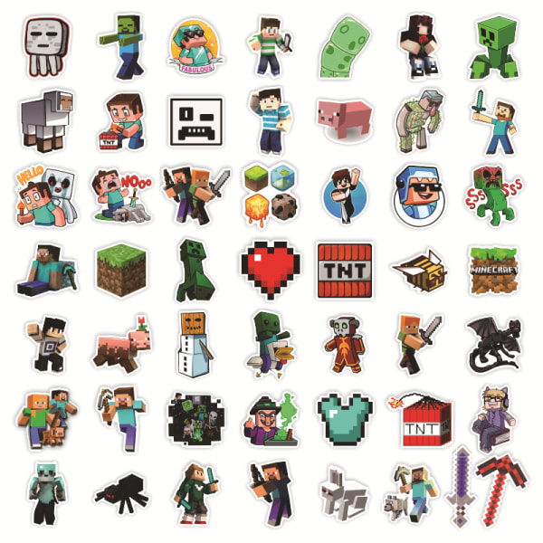 (A) 100 st Minecraft-klistermärken Vattentäta vinylklistermärken för bärbar dator