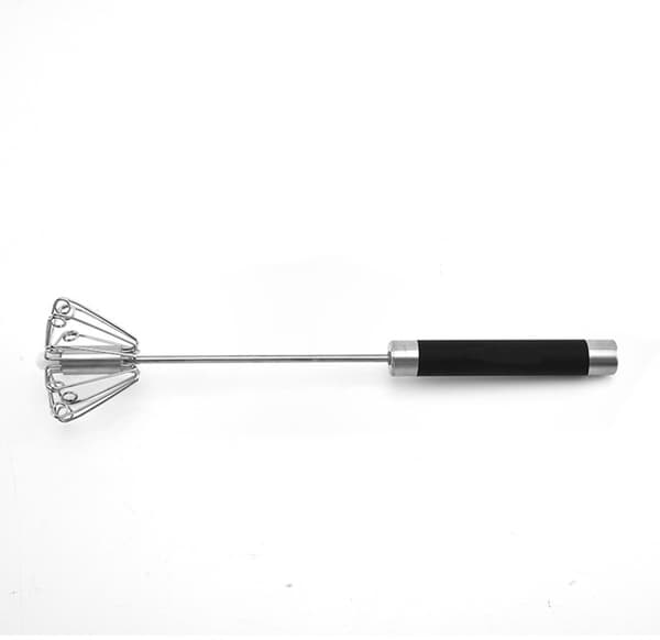 Håndholdt eggvisp, 25 cm halvautomatisk roterende visp i rustfritt stål, håndtrykksmikser for egg, krem og sauser, sølv