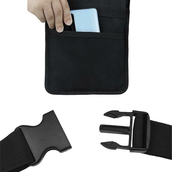 Restaurant Server Forklæde til Tjener, Servitrice - Multipurpose Bæltetaske til Gæstebog, Tablet, Penge, Penne og Mønter med Ruller SORT 20,5 x 25,5 cm