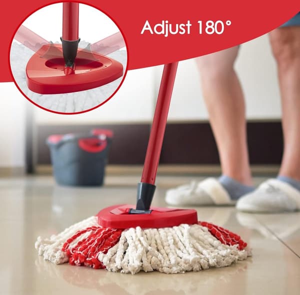 Udskiftningsbase til Spin Mop, Trekantet Moppehovedplade i Plast Kompatibel med O-Cedar og Vileda Spin Mops, Rød, 15,5 x 16 x 5 cm