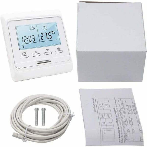 Programmerbar rumstermostat med 16A sensor för elektrisk golvvärme, digital termostat för elektrisk golvvärme