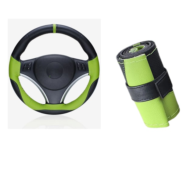 (Svart grön) 1 st Hölje Läder Grön Svart Halkfri Sport Ratt Hjulskydd Bil Dekoration Halkfri coprivolante pelle Svart grön