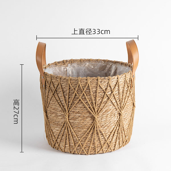 Halm blomkruka extra stor extra stor krukväxt grön växt korg växt korg vävd golv inomhus bonsai Straight brown funnel large
