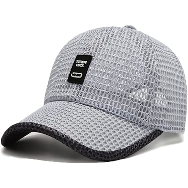 Sommer Mesh Baseball Cap for Menn Kvinner Trucker Mesh Hat Baseball Caps Utendørs Sports Løpehette 2-grå 2-gray