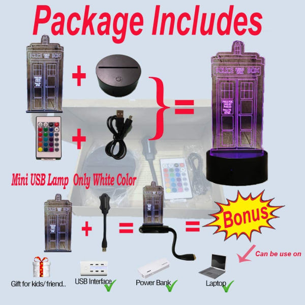 Tidsrejse Kapsel Politiboks LED Natlampe 3D Tardis LED