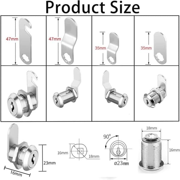 16mm cylinder säkerhetslås för brevlåda med 5 brickor och 2 nycklar